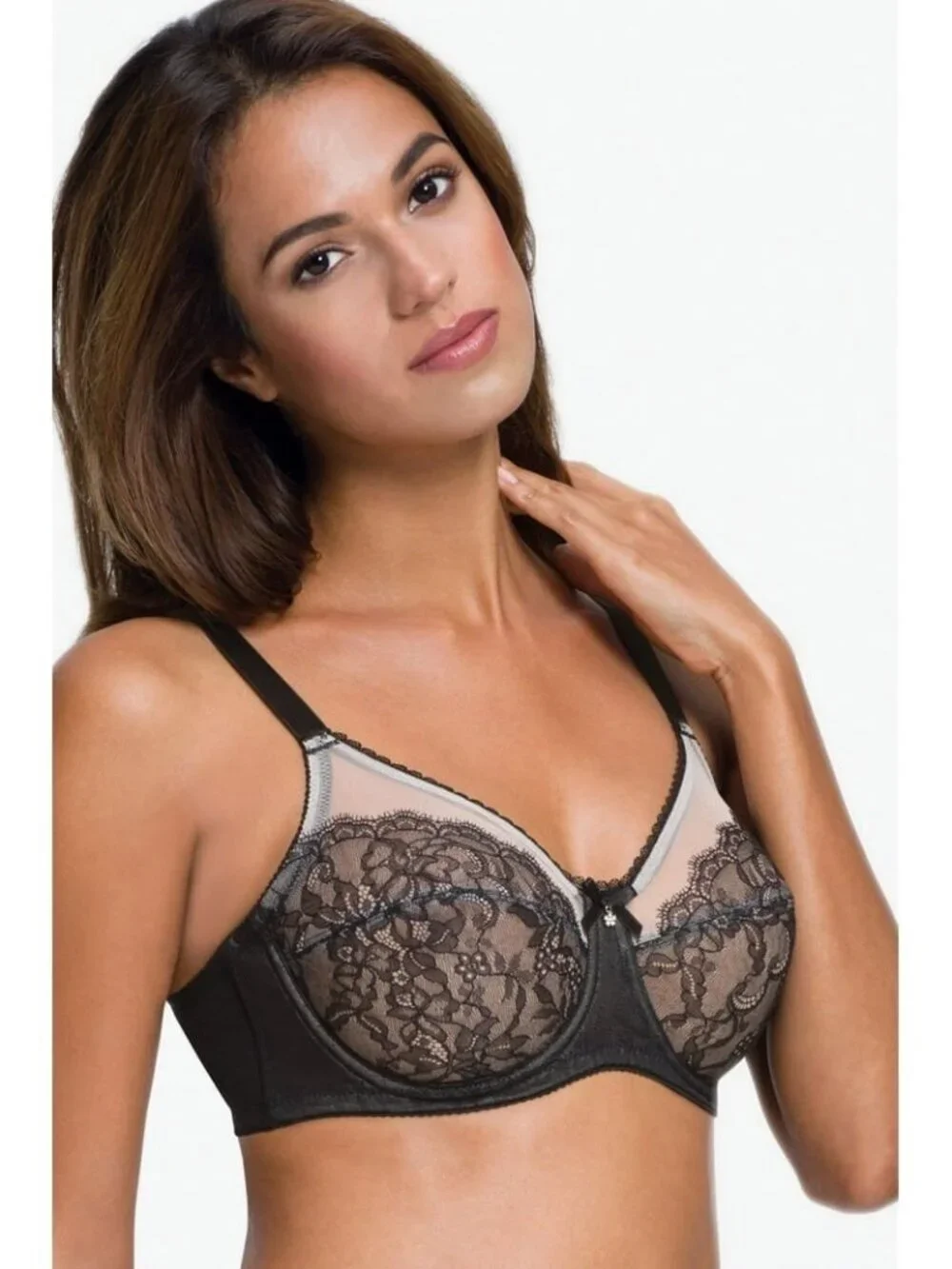 Wacoal 38D Bra Black Lace Retro Chic Full Figure Coverage Underwire 855186